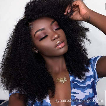 Lsy Mongolian Afro Kinky Curly Hair Bundles 4A 4B 4C Human Hair Bundles 3 PCS 8-20inch Remy Hair Weave Extensions Can be Dyed